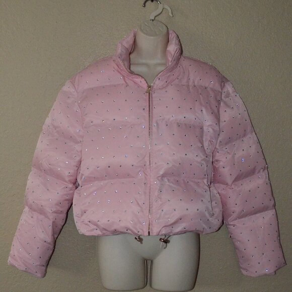 NWT $478 Sz S Generation Love Pink Rhoda Crystal Sparkle Puffer Jacket
